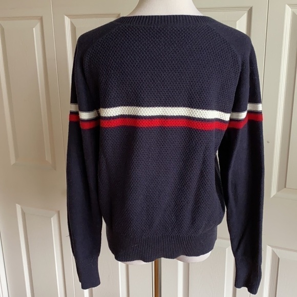 Margaret O'Leary Red/White/Blue V-neck Sweater with Pocket Size Large - Picture 4 of 10